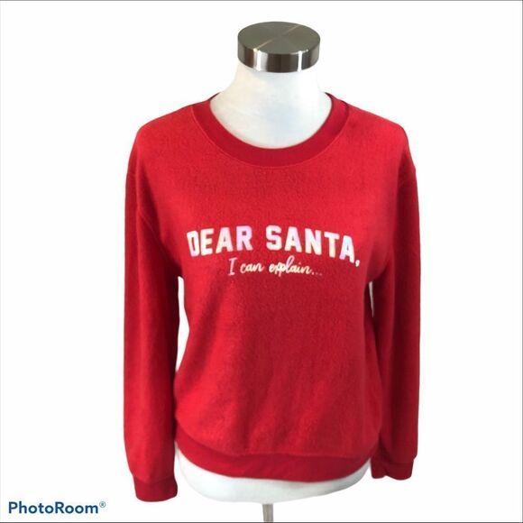 No Boundaries Red Fuzzy Santa Sweatshirt Size Med - Picture 4 of 8